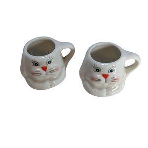 Set Of 2 Adorable Mini Bunny Mugs Easter  1 3/4" Tall